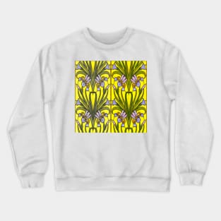 relief design with stylized flowers vintage colorful print lilac Crewneck Sweatshirt